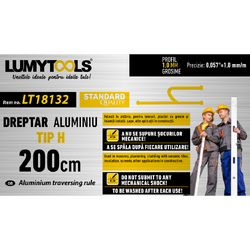 Dreptar aluminiu tip H 200cm LT18132 Lumy