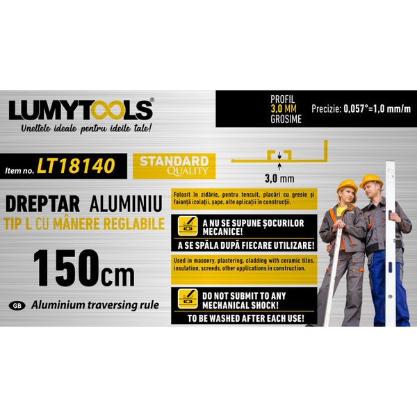 LUMYTOOLS Dreptar aluminiu tip L 150cm LT18140 Lumy