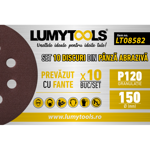 LUMYTOOLS Set 10 discuri din panza abraziva 150mm P120 LT08582 Lumy