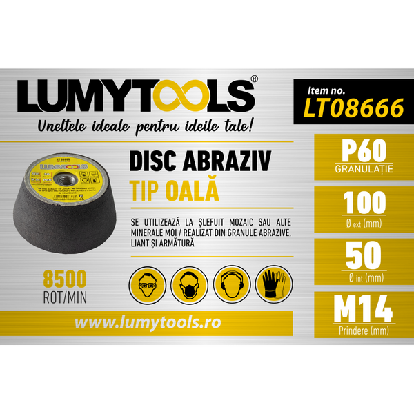 LUMYTOOLS Disc abraziv tip oala 100mm P60 M14 LT08666 Lumy