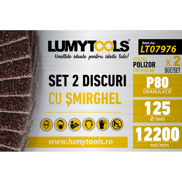 LUMYTOOLS Set 2 discuri cu smirghel p80 m14 LT07976 Lumy