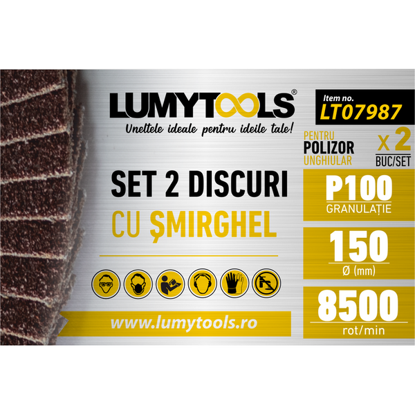 LUMYTOOLS Set 2 discuri cu smirghel 150mm P120 LT07987 Lumy