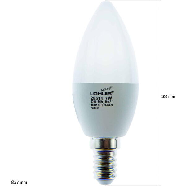 Bec lumanare led E14 7W 600lm lumina rece 28514 Lohuis