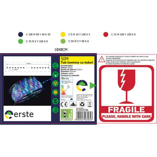 ERSTE Tub luminos ip44 galben 50m/rola EL0020786