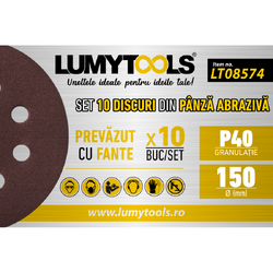 LUMYTOOLS Set 10 discuri din panza abraziva 150mm P40 LT08574 Lumy