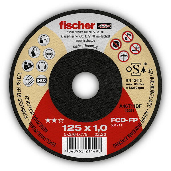 Fischer Disc de taiere inox si meta FCD-FP 125x1.0x22.23 531711 Profix