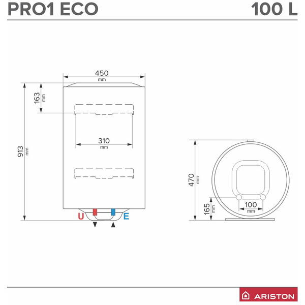 Boiler pro eco evo 100 v slim 1.8k pl 3201888 Ariston