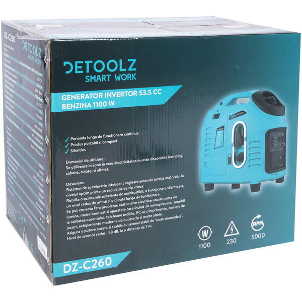 Detoolz Generator invertor 53.5cc benzina 1100w DZ-C260
