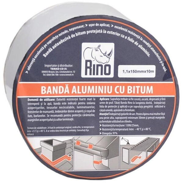 Rino Banda aluminiu cu bitum 15cmx10m 514353 Bison