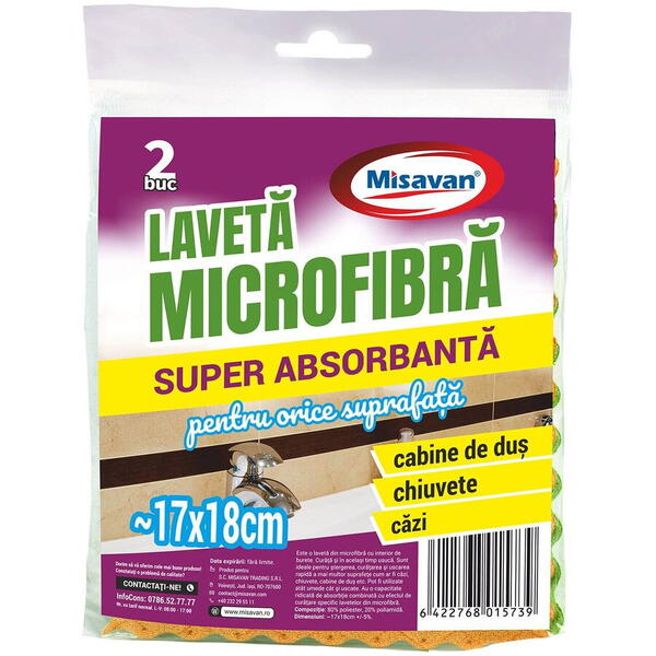 LAVETA MICROFIBRA 2BUC/SET 5007 MISAVAN