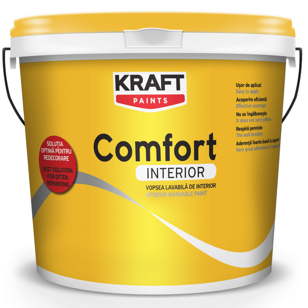 Vopsea lavabila interior comfort 2.5l Kraft