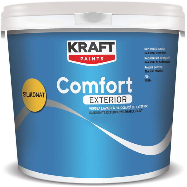 Vopsea lavabila exterior comfort alb 15l Kraft