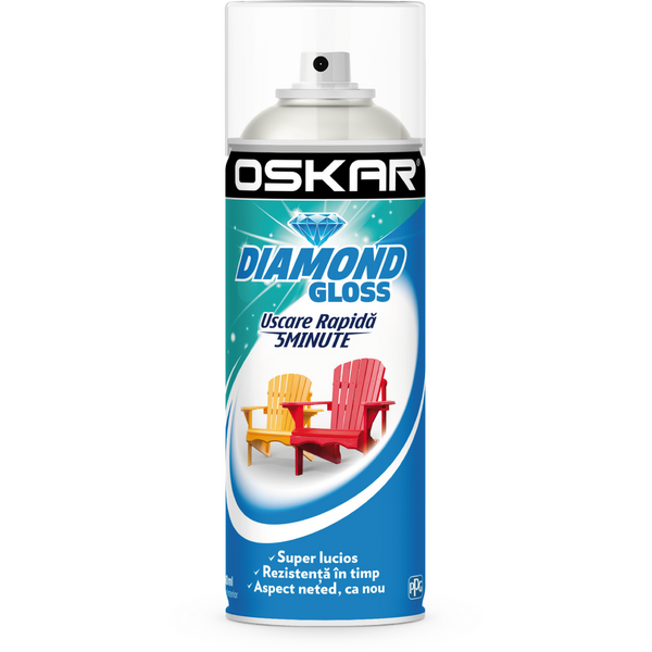 Spray diamond gloss alb ral 9010 400ml Oskar