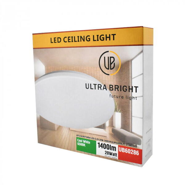 ULTRA BRIGHT Aplica rotunda led 20W 1400LM slim lumina rece+taxa timbru 60286