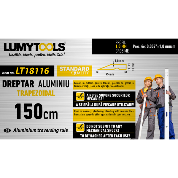 Dreptar trapezoidal 150cm LT18116 Lumy