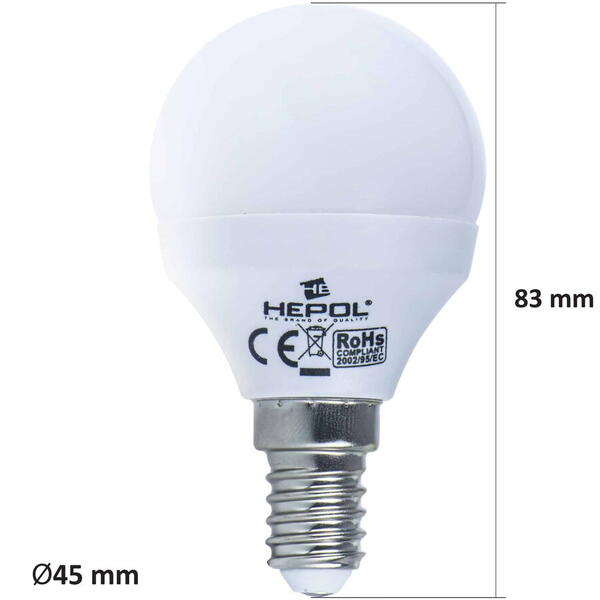 HEPOL Bec sferic led E14 5W lumina calda  24790 Lohuis