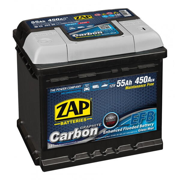 ZAP Baterie auto carbon EFB 12V 55AH