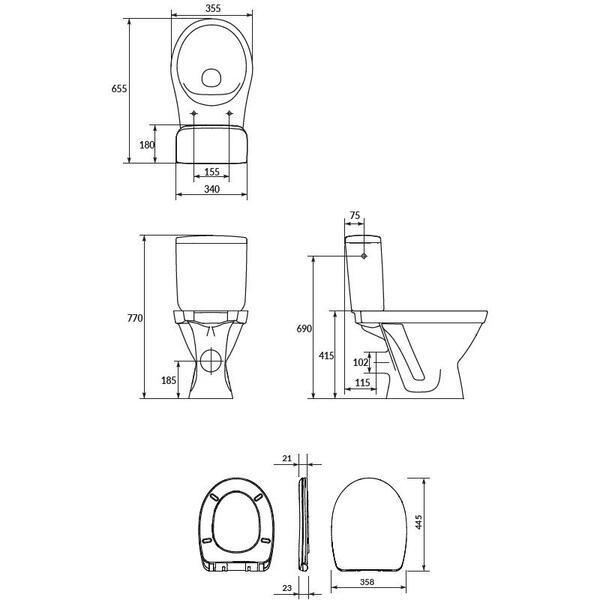 Set wc cersania II 699 (vas+rezervor+capac) simpleon k11-2340 Cersanit