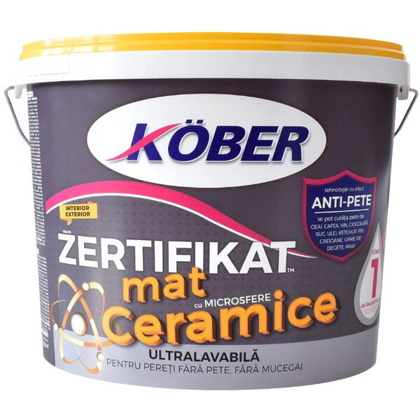 Vopsea lavabila zertifikat cu microsfere ceramice mat 15l V8410v Kober