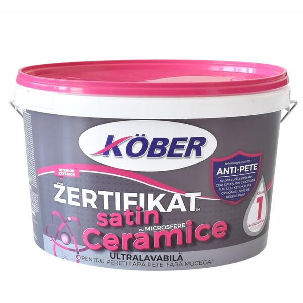 Vopsea lavabila zertifikat cu microsfere ceramice satin V8400 8.5l Kober