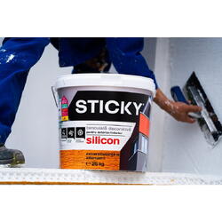 Tencuiala decorativa cu silicon Sticky, 2 mm, structurata, aspect texturat,alb, 25 kg