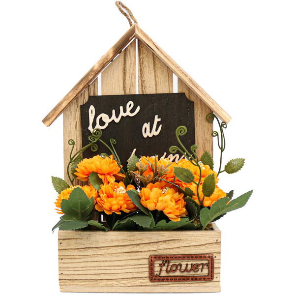 Aranjament din lemn cu flori- orange 2090 Ella Home
