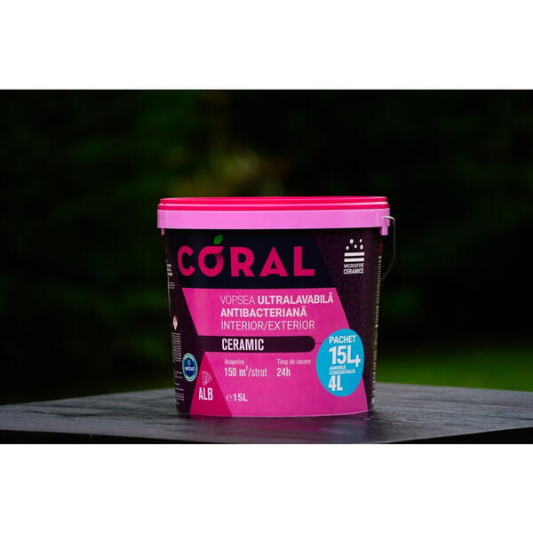 Vopsea coral ceramic mat 15l+coral amorsa speciala alba 4l