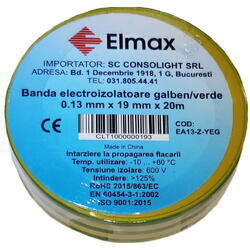 Banda izolatoare elmax 0.13x19mmx20m yeg - galben/verde .
