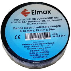 Banda izolatoare elmax 0.13x19mmx20m blk - neagra