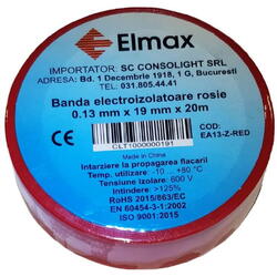 Banda izolatoare elmax 0.13x19mmx20m red - rosie