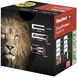 Fischer Diblu nylon cu surub duopower lion 6x30 60buc/cut 570535