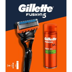 Set cadou Gillette fusion5: aparat de ras + gel de ras fusion ultra sensitive, 200 ml