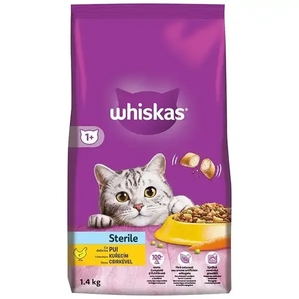 Hrana uscata Whiskas  pisici sterilizate cu pui 1.4kg