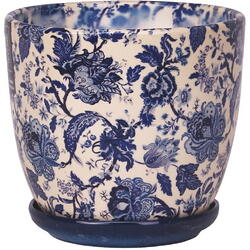 Ghiveci+farfurie ceramica, wenus, 14,5 cm, flori
