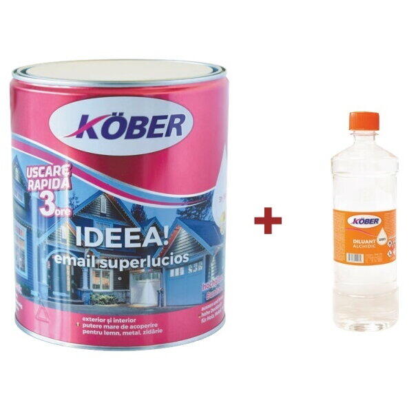 Pachet email ideea! gri antracit E517016 4l Kober + diluant 0.9l