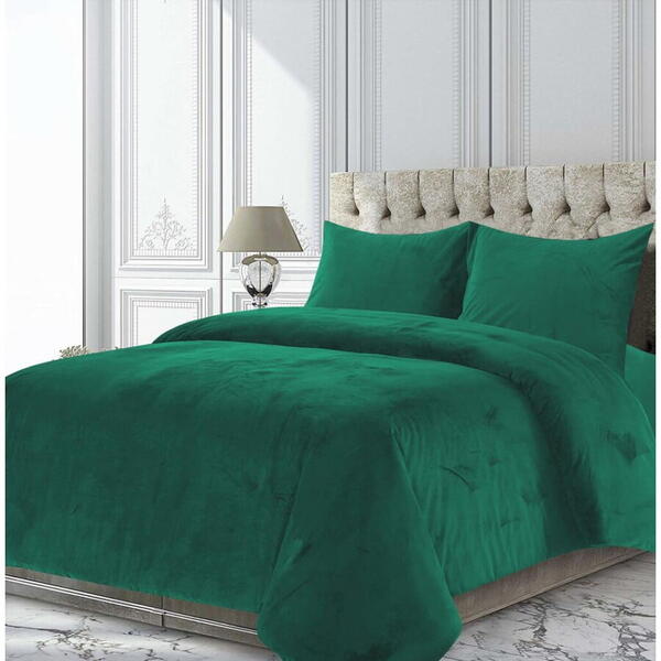 HEINNER Set de pat catifea king size 200x220cm verde