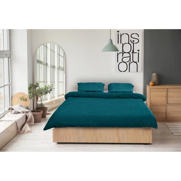 HEINNER Set de pat catifea king size 200x220cm verde