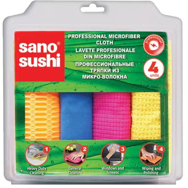 Laveta sushi microfibra profesional set 4 bucati 2408 Sano