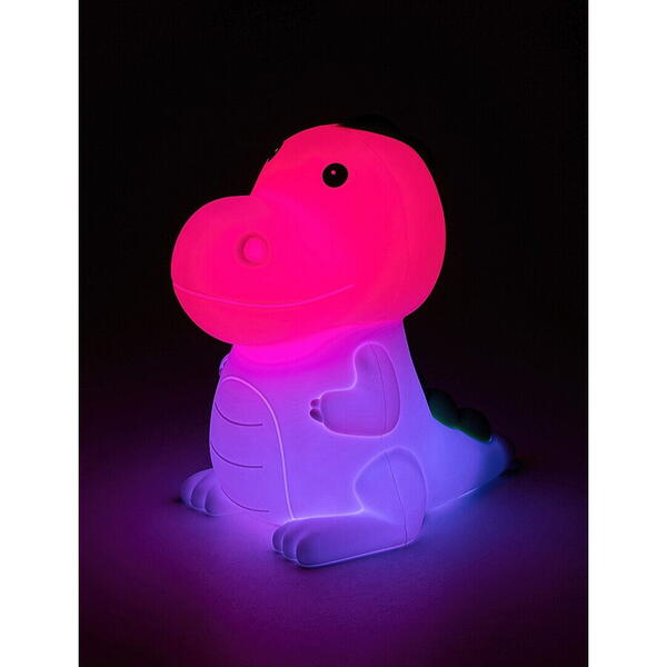 Veioza din plastic dinozaur multicolor cu abajur din silicon ip20 30lm f dino 76021 Rabalux