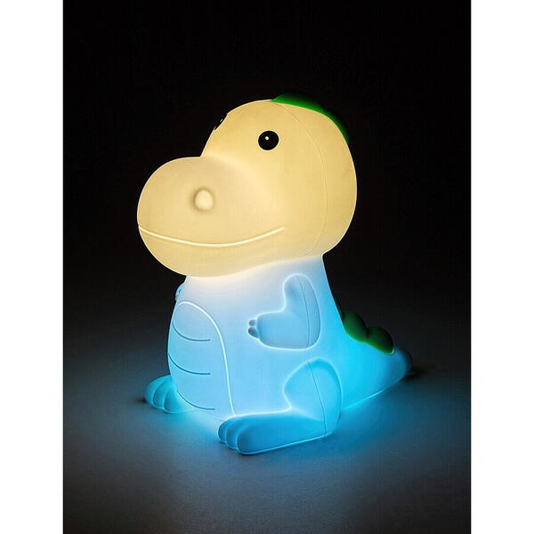 Veioza din plastic dinozaur multicolor cu abajur din silicon ip20 30lm f dino 76021 Rabalux