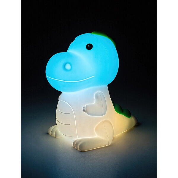 Veioza din plastic dinozaur multicolor cu abajur din silicon ip20 30lm f dino 76021 Rabalux