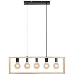 Lustra suspendata pentru interior metal negru cu abajur din lemn 5x40w ip20 indigo 2294 Rabalux