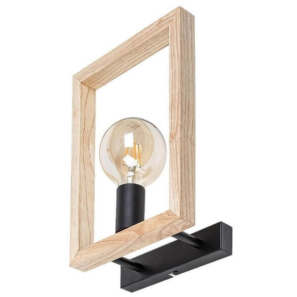 Aplica de perete pentru interior metal negru cu abajur din lemn 1x40w ip20 indigo 2289 Rabalux