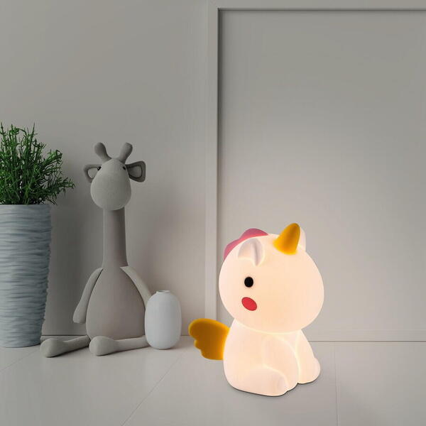 Veioza din plastic unicorn multicolor cu abajur din silicon ip20 30lm unicoo 76020 Rabalux