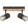 Plafoniera pentru interior metal/lemn de stejar cu abajur din metal negru 2x40w ip20 metta 71152 Rabalux