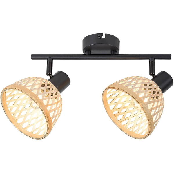 Spot simplu din metal si ratan pentru interior 2x15w ip20 rattan 3134 Rabalux