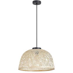 Lustra suspendata pentru interior metal/lemn negru cu abajur din ratan 1x25w ip20 rattan 72025 Rabalux