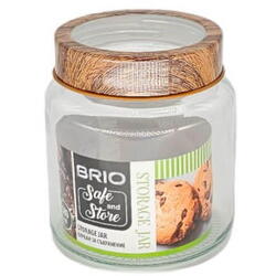 Borcan design capac cu lemn safe&store 580 ml 102269 Brio