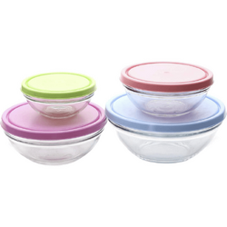 Set 4 caserole sticla rotunde cu capac chef s 25l 17l 113l 06l frigoverre basic