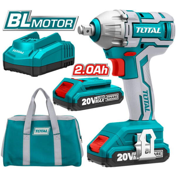 Masina de insurubat cu impact cu acumulator 20v-2.0ah li-ion (2 acumulatori si incarcator incluse) TIWLI2001 Total